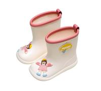 Wellies for Boys Girls Rubber Wellington Boots Short Rain Waterproof Lightweight Animal Cartoon Pattern Welly Everyday Perfect Little Kids Unisex Beige