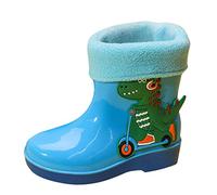 Wellies for Kids Size 10 Cute Cartoon Wellies Plain Non Slip Wellie Casual Walking Rain Boots Short Waterproof Rain Boots Big Kids Outdoor Wellie Comfort Fit Soft Sole Shoes Fleece Lining Sky Blue