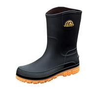 Wellies rain Shoes for Men Outside The Tube wear European Style Shoes Non Slip Kitchen Rubber Outdoor Fishing Mens Wide Calf rain Boots (Yellow, 7)