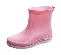 Wellies Slip Women rain Shoes Korean Version Solid Color Fashion Short Tube Women Water Shoes Rubber Boots 7 (3.5) Pink