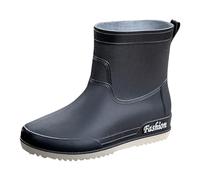 Wellies Slip Women rain Shoes Korean Version Solid Color Fashion Short Tube Women Water Shoes Rubber Boots 7 (Black, 3.5)