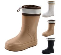 Wellies Women Wellingtons Rain Boots for Ladies Mid Calf Waterproof Garden Boots with PVC Durable Comfort Lightweight Work Mud Rubber Shoes for Gardening Fishing Farming Size 5 Khaki