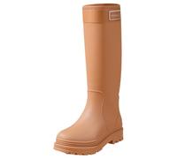 Wellies Women Wide Calf Waterproof Womens Boots Ladies Garden Shoes Recycled Tire Boots Women's Heel Fashion Long Rain Non Slip High Top Rain Birds (Brown,4.5)