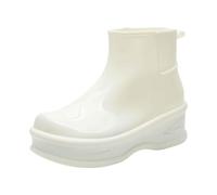 Wellies Womens Waterproof Boots Gardening Shoes Women Huntress Gloss Boots Men's and Women's Couple Fashion Rain Non Slip Wear Rain Shoes for Outdoor Work Fishing Travel for Colorful(White,4.5)