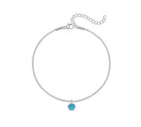 Wellike Women Anklets Waterproof Silver Birthstone Bling Chain Adjustable Silver Plated Stainless Steel Anklet Jewelry No Tarnish, Large, Cubic Zirconia