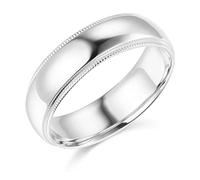wellingsale 6mm Solid White Gold Mens Traditional Wedding Band Ring 14k