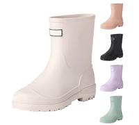 Wellington Boots for Women, Mid-Height Rain Shoes, Boots, Waterproof Boots, Comfortable and Not Rain Boots, Garden Shoes, Wide Shaft, Extra Wide Garden Shoes, Wellington Boots, White, 7 UK