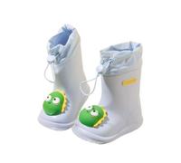 Wellington Boots Girls Non-Slip Waterproof Boots PVC Material Character Design Waterproof Wellies Galoshes Easy Pull-On Handles Nature Exploration Water Park Splash Play Blue