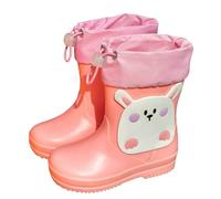 Wellington Boots Kids Non-Slip Waterproof Boots Reinforced Toe Fun Print Galoshes Water Shoes Flexible Comfortable Fit Splash Play Autumn Leaves Spring Showers for 1-10 Years Pink