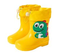 Wellington Boots Kids Non-Slip Waterproof Boots Reinforced Toe Fun Print Galoshes Water Shoes Flexible Comfortable Fit Splash Play Autumn Leaves Spring Showers for 1-10 Years Yellow