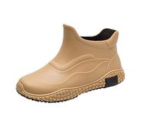 Wellington Boots Men's Long Shaft Garden Shoes EVA Outdoor Rubber Ankle Boots Wellington Boots Lightweight Adult Barefoot Riding Boots Walking With The Dog, yellow, 8 UK