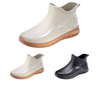Wellington Boots Men's Rain Boots Wide Shaft Extra Wide Rubber Shoes Barefoot Garden Boots Comfortable and Not Rain Shoes Garden Shoes Waterproof Half Rubber Boots Sailing Boots Fishing Boots, beige