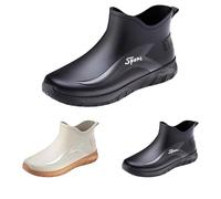 Wellington Boots Men's Rain Boots Wide Shaft Extra Wide Rubber Shoes Barefoot Garden Boots Comfortable and Not Rain Shoes Garden Shoes Waterproof Half Rubber Boots Sailing Boots Fishing Boots, black