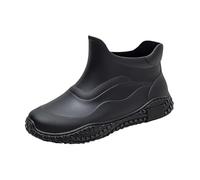Wellington Boots Men's Short Waterproof Rain Boots Wide Shaft Ankle Boots Comfortable Half Boots Non-Slip Rain Boots Rubber Rain Shoes Slip On Overshoes Work Boots for Car Wash, Kitchen, black, 9