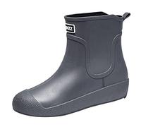 Wellington Boots Mens Womens Anti-Slip Waterproof Short Ankle Wellies Chelsea PVC Rubber Rain Boots Comfy Garden Work Shoes Size 3-9.5 UK (9.5,Grey)