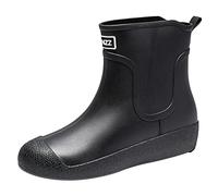 Wellington Boots Mens Womens Anti-Slip Waterproof Short Ankle Wellies Chelsea PVC Rubber Rain Boots Comfy Garden Work Shoes Size 3-9.5 UK (4,Black)
