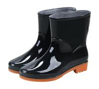 Wellington Boots Waterproof Womens Boots Garden Shoes Old Fashioned Men Rain Women Women's Mid Calf Rain Solid Color Garden Shoes Outdoor Comfortable Work Womens Short Booties (Black,4)