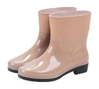 Wellington Boots Waterproof Womens Boots Garden Shoes Old Fashioned Men Rain Women Women's Mid Calf Rain Solid Color Garden Shoes Outdoor Comfortable Work Womens Short Booties (Khaki,5.5)