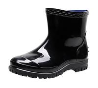 Wellington Boots Waterproof Womens Boots Ladies Garden Shoes Most Popular Shoes for Men Mens Rain Hardwearing Skidding Slip Non Slip Plastic Cement Rain Ankle Men Outdoor (Black,7)