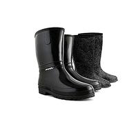 Wellington Boots with or Without Felt Insert/Socket Wellies Walking Gardening Rain Warming Insoles (Boots + 1 Pair of Insoles, 7) Black