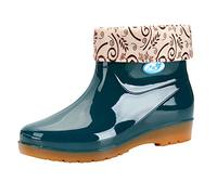Wellington Boots Women Casual Waterproof Ladies Wellies Short Booties Lightweight Non-Slip Comfortable Slip On Rain Boots Easy to Clean Outdoor