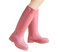 Wellington Boots Women Men Half Height Non-Slip Waterproof Rain Boots Short Breathable Ankle Boots Vintage Slip On Boots Garden Outdoor Snow Lightweight Casual Chelsea Boots Size 36-44, Pink (pink A