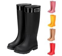 Wellington Boots Women Men Half Height Non-Slip Waterproof Rain Boots Short Breathable Ankle Boots Vintage Slip On Boots Garden Outdoor Snow Lightweight Casual Chelsea Boots Size 36-44, black A, 8.5