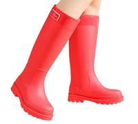 Wellington Boots Women Men Half Height Non-Slip Waterproof Rain Boots Short Breathable Ankle Boots Vintage Slip On Boots Garden Outdoor Snow Lightweight Casual Chelsea Boots Size 36-44, Red (red A), 2