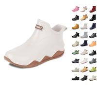 Wellington Boots Women Men Waterproof Short Lightweight Rain Boots for Adults & Teenagers Non-Slip Garden Boots for Outdoor Rain & Snow Plain Summer Wellington Boots, 9 White, 8.5 UK