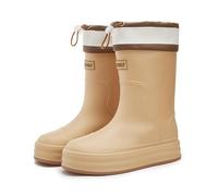 Wellington Boots Women Rain Shoes Outer Wear Hundred Harness Mouth Padded Lined Thick Bottom Comfortable Slip Resis Kitchen Rubber Boots Women Walking Wellies (Brown, 5)