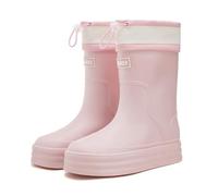 Wellington Boots Women Rain Shoes Outer Wear Hundred Harness Mouth Padded Lined Thick Bottom Comfortable Slip Resis Kitchen Rubber Boots Women Walking Wellies -5 Pink
