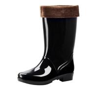 Wellington Boots Women Waterproof Boots for Women Uk Reckoning Spring Summer Autumn and Winter Mid Tube Plus Velvet Cotton Removable and Washable Outdoor Fashion Work Fishing Car Wash Kitchen Non Slip