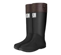 Wellington Boots Women Waterproof Boots Women Rain Booties ’S Mid Calf Rain - Foldable Rubber with Adjustable Cuff Anti Slip Sole Lightweight for Gardening & Outdoor Work for Nine (Black,4.5)