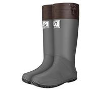 Wellington Boots Women Waterproof Boots Women Rain Booties ’S Mid Calf Rain - Foldable Rubber with Adjustable Cuff Anti Slip Sole Lightweight for Gardening & Outdoor Work for Nine (Grey,4)