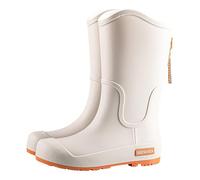 Wellington Boots Women Waterproof Shoes Rain Non Slip Mid High Over The Shoe For Anti-Slip Mid-Calf Wellies Gardening, Walking Countryside Comfortable Rubber Welly With Good Grip (White,4.5)