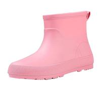 Wellington Boots Women Womens Waterproof Boots Rubber Men 2024 Women's Fashion Temperament England Rain Mid Calf Non Slip Wear Water Shoes All Weather Shoes (Pink,4.5)