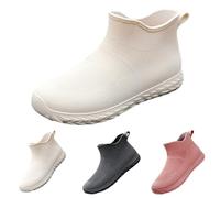 Wellington Boots Women's Ankle Boots Short Waterproof Lightweight Rain Boots Rain Shoes Garden Fishing Outdoor Ankle Boots Plain Flat Water Shoes Boat Shoes Fishing Boots Garden Shoes, White, 5 UK