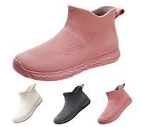 Wellington Boots Women's Ankle Boots Short Waterproof Lightweight Rain Boots Rain Shoes Garden Fishing Outdoor Ankle Boots Plain Flat Water Shoes Boat Shoes Fishing Boots Garden Shoes, pink, 5 UK