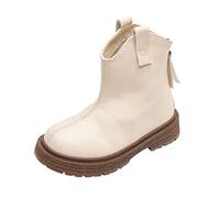 Wellington Boots Women's Chelsea Waterproof Windproof Girls Flat Boots Riding Boots Short Boots with Flat Bottom Short Canister Boots Viking Boots Classic Boots Retro Non-Slip, White, 5 UK
