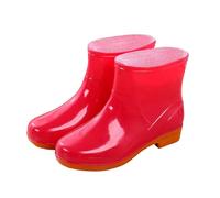 Wellington Boots Women's Extra Wide Non-Slip Rain Boots Lightweight Extra Wide Galoshes Rain Boots Outdoor Wide Shaft Rain Shoes for Rain, Mud and All Seasons, Practical, Short Garden Shoes, Z2 Red, 7
