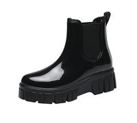 Wellington Boots, Women's Half Height Garden Boots, Rubber Ankle Boots, Summer Rain Shoes, Wide Rain Boots, Waterproof Shoes, Waterproof Wellington Boots, High Garden Shoes Women, black, 8 UK