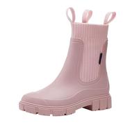 Wellington Boots Women's Half Height Lightweight Chelsea Boots Women's Beige Waterproof Platform Ankle Boots Leather Garden Shoes with Heel Riding Boots Comfort Rain Boots Non-Slip Rubber Shoes Slip