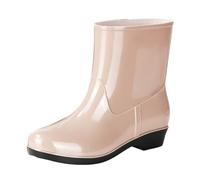 Wellington Boots Women's Half Height Rain Boots Slip On Boots - Waterproof Non-Slip Rain Boots Rubber Shoes Rain Shoes - Comfortable Low Heel Garden Shoes Cooking Shoes Fishing Boots for Women, khaki
