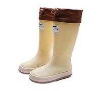 Wellington Boots Women's High, Rain Boots Women's Lined Rain Shoes Waterproof Boots Non-Slip Garden Shoes Unisex Outdoor Shoes Rubber Boots Long Slip Casual Shoes Slip On Boots, beige, 8.5 UK