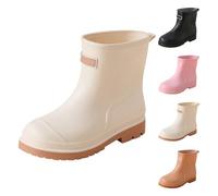 Wellington Boots Women's Rain Boots Rain Shoes Plain Garden Shoes Rain Boots Half Height Comfortable and Not Boots Rubber Shoes Waterproof Slip-On Boots Wide Shaft Garden Boots, White, 4 UK