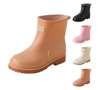 Wellington Boots Women's Rain Boots Rain Shoes Plain Garden Shoes Rain Boots Half Height Comfortable and Not Boots Rubber Shoes Waterproof Slip-On Boots Wide Shaft Garden Boots, brown, 4 UK