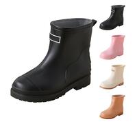 Wellington Boots Women's Rain Boots Rain Shoes Plain Garden Shoes Rain Boots Half Height Comfortable and Not Boots Rubber Shoes Waterproof Slip-On Boots Wide Shaft Garden Boots, black, 7 UK