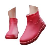 Wellington Boots Women's Rain Shoes for Leisure, All Year Comfort with Flip Flop Design, Classic Style, Ideal for Everyday Outfits, Perfect Jeans More Women Find Shoes, red, 7 UK
