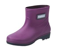 Wellington Boots, Women's Short Boots, Summer, Waterproof, Non-Slip Rain Shoes, Lightweight, Thick Sole, Comfortable Rain Boots, Outdoor, Fishing, Mud, Garden Rain Boots, 35-40 EU, purple, 8 UK