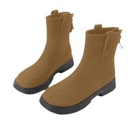Wellington Boots Womens Waterproof Boots Garden Shoes Women Womens Tan Wedges Size 9 Women's Wedge Heels Autumn and Winter Single Thick Short Versatile British Style High Top Platform Shoes for